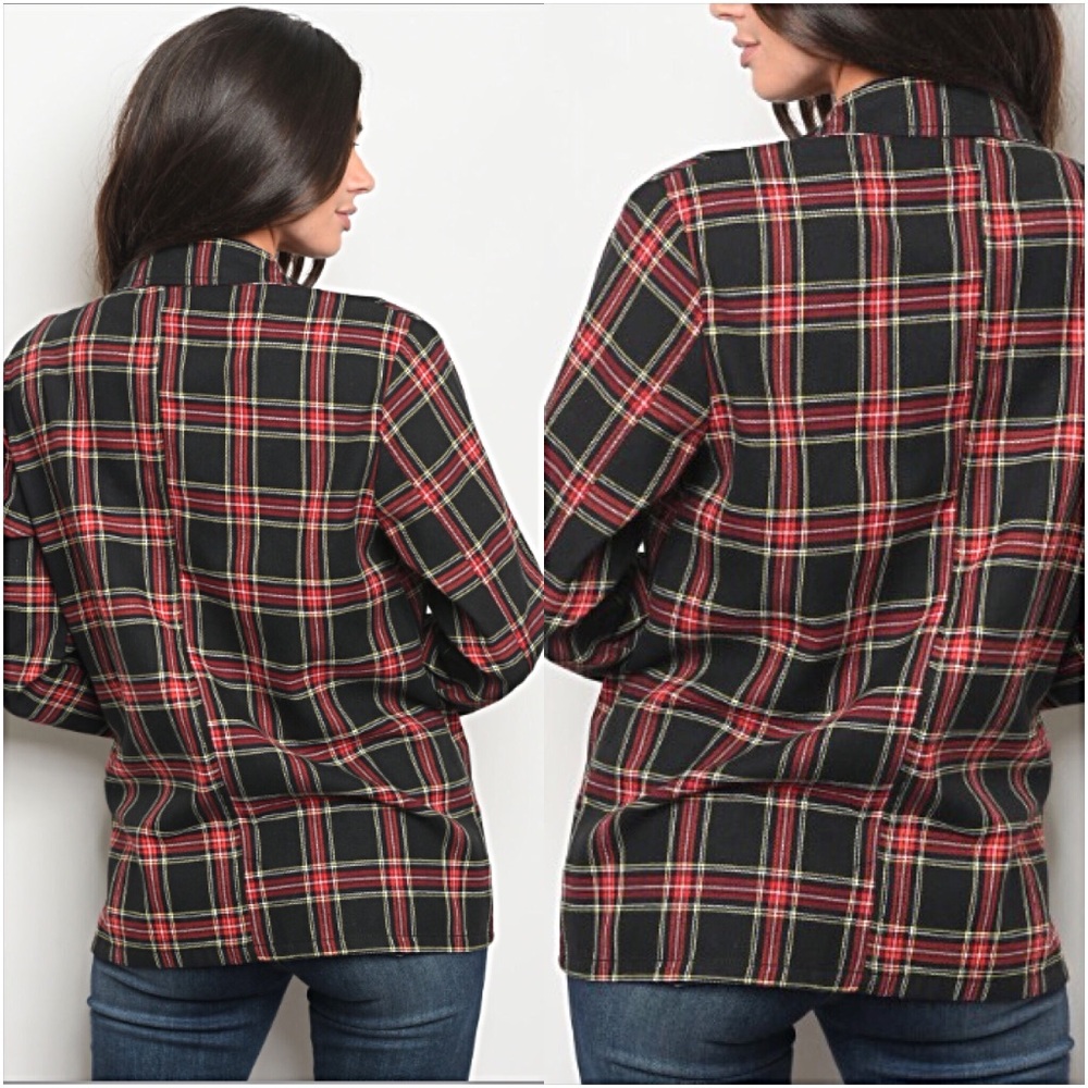 🍁SALE Perfect Plaid Blazer Jacket Pockets S/M - Picture 5 of 8
